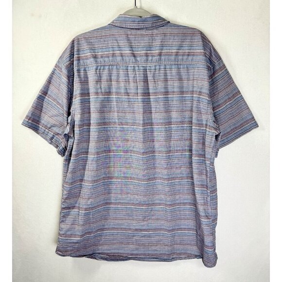 Prana Groveland Shirt Mens 2XL Clear Sky Stripe Button Organic Cotton Short Slv - Picture 3 of 7
